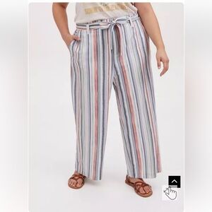 Torrid Multi Stripe Crosshatch Self Tie Wide Leg Pant
